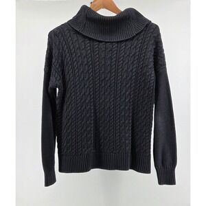 American Eagle Womens Large‎ Gray Cable Knit Cottagecore Sweater Rolled Neck